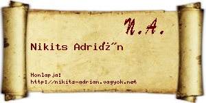 Nikits Adrián névjegykártya